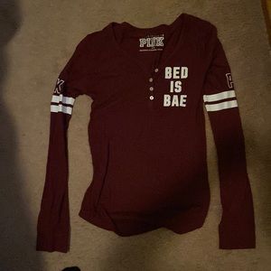 Pink Long Sleeve Maroon Top Excellent Condition Never Worn, Made Once